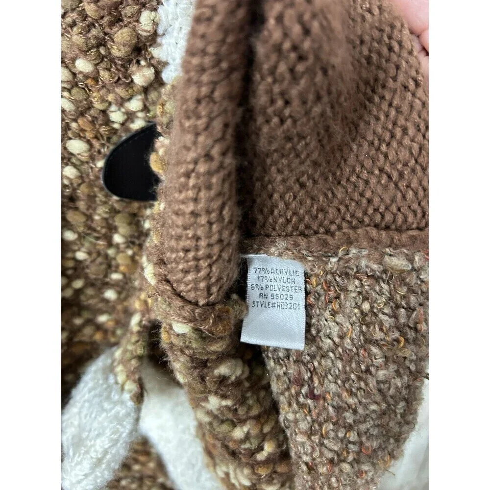 Ponsesa Womens M Brown Nubby Knit Yarn Toggle Vest Hooded Sweater Gorpcore